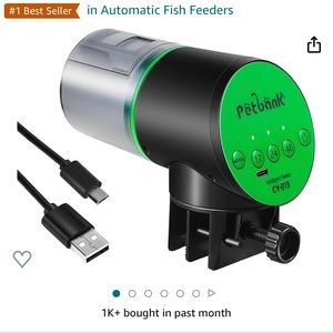 Petbank Automatic Fish Feeder for Aquarium with USB Charger Cable